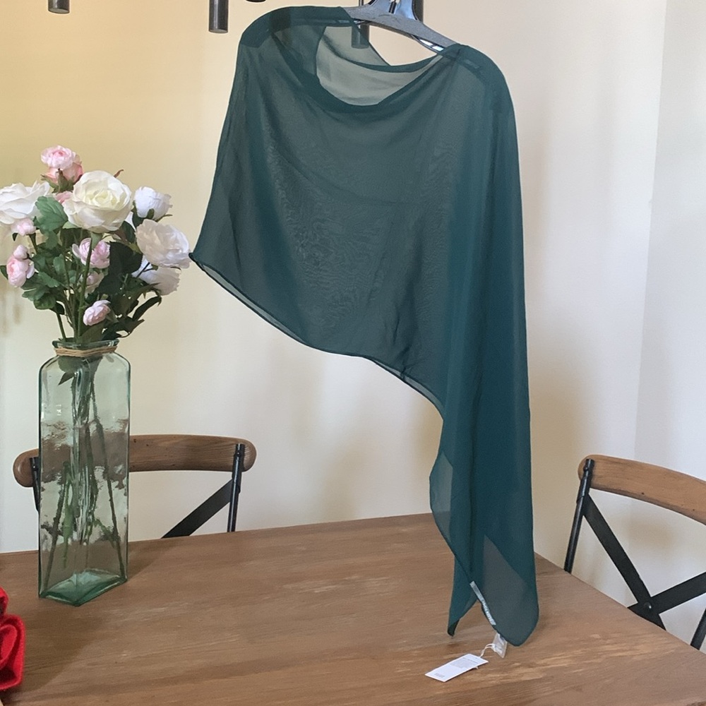 NWT Eileen Fisher Pine Sheer Silk Georgette Wrap Scarf OS/TU - Picture 11 of 11